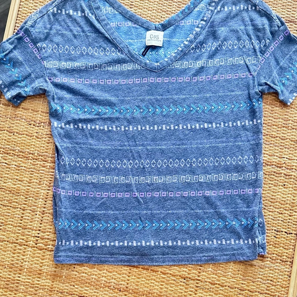 Blue Relaxed Crop Short Sleeve T-Shirt